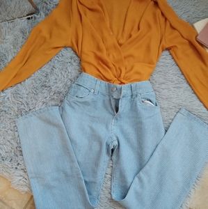 90's style striped jeans